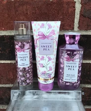 NEW! Bath & Body Works SWEET PEA BODY MIST/CREAM/BATH WASH (FULL SIZE-Set of 3)