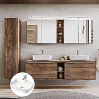 BadmöBel Set In Vintage Oak Eiche Doppel-Waschtisch Hochschrank SpiegelschräNke