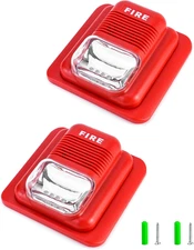 Fire Alarm, 2 Pack 12 / 24V DC Wired Sound and Light Fire Alarm Warning Strobe S