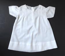 Vintage Semi-Sheer Baby Girl Dress, Pintuck Pleats Embroidery, White