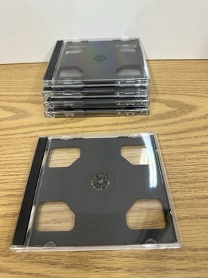 5 PCS 10.4MM SUPER SLIM 2 CD/DVD JEWEL CASE BOX, BLACK TRAY