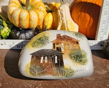 2 Signed Vintage Sascha Brastoff Pottery Pieces Gold Leaf Trinket Dish & Platter