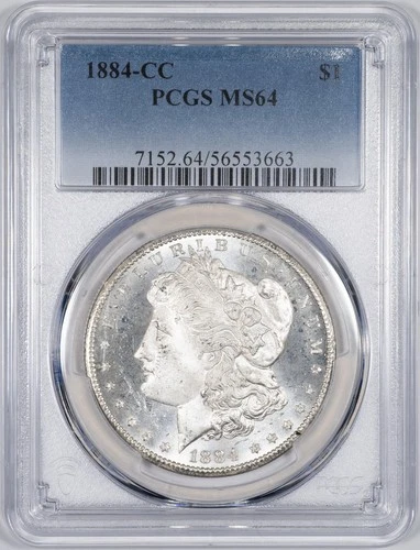 1884-CC PCGS MS64 Morgan Silver Dollar Carson City Mint Choice Uncirculated BU+