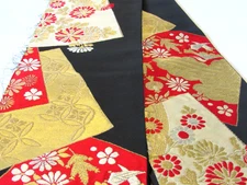 Kinran Ginran Nishiki-ori Shimmering Japanese Obi Fabric Silk 106" L #454A