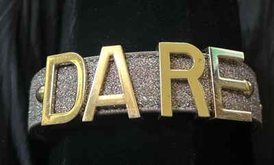 BCBGEneration Adjustable Wrist Band Cuff Bracelet  DARE  Brass & Glitter