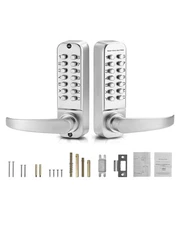 Mechanical Keyless Entry Door Lock 14 Key Mechanical Keypad Lock for Home Sliver