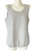 NWT Charter Club 100% Cashmere Gray Round Neck Sleeveless Pullover Sweater L