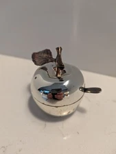 Vtg Small Apple Silver Plated Salt Cellar W/Spoon