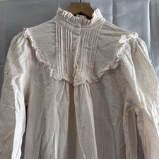 Vintage Grannycore M Nightgown Modest Long Full Coverage White Pink