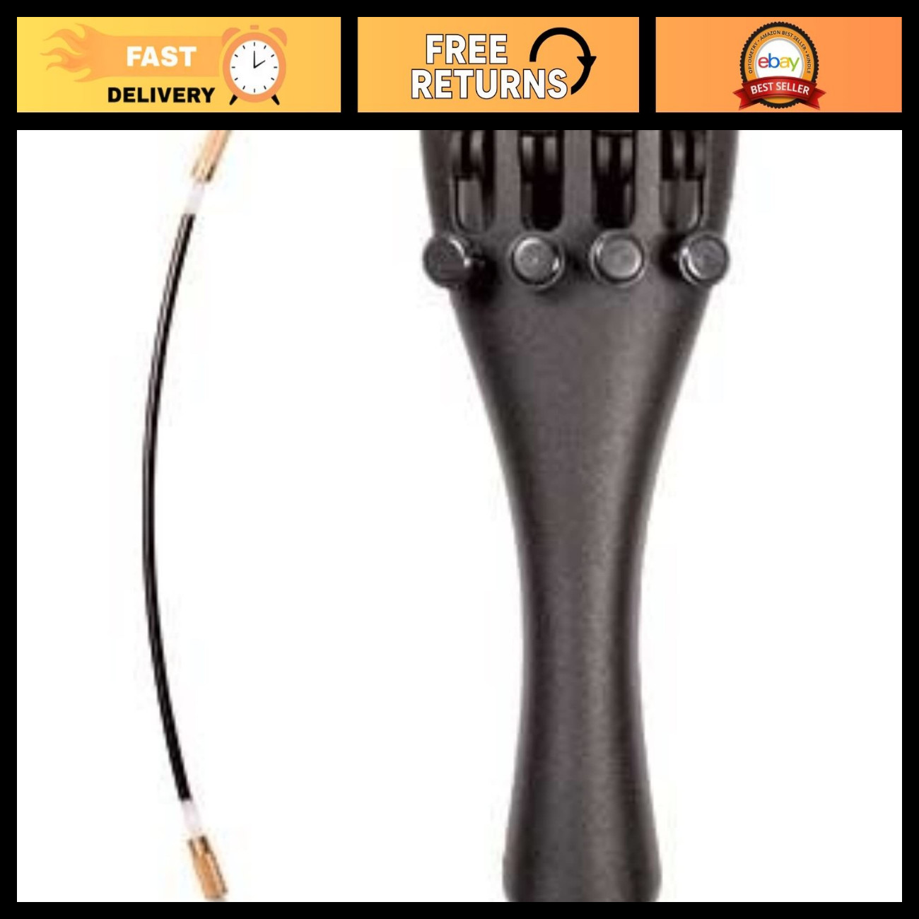 3/4 Violin Ultra Composite Tailpiece with 4 Fine Tuners - Lightweight, Durable D