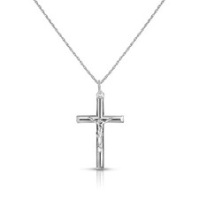 925 Sterling Silver Crucifix Jesus Christ Cross Pendant Silver Rope Necklace ...
