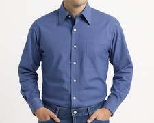 Brooks Brothers Makers Shirt Men 16 34/35 Blue Button 100 Cotton USA Made VTG