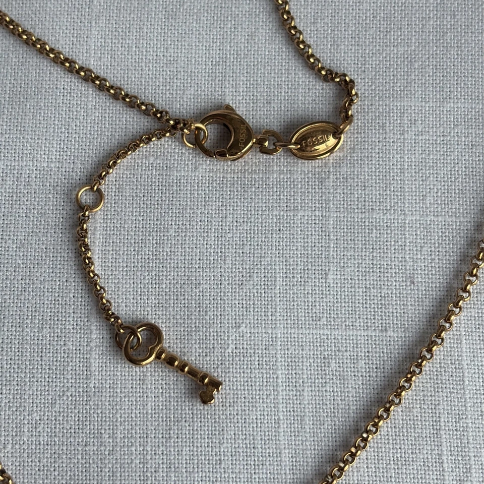 Fossil Schmuckset Edelstahl vergoldet Rosegold ,Kette m. Anhänger u. Ohrhänger - Bild 3 von 4