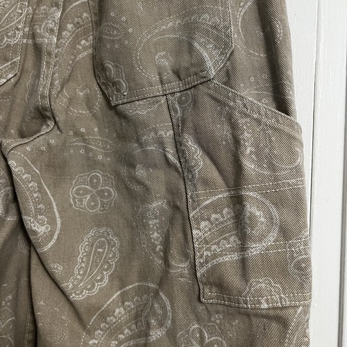 PACSUN Women’s Baggy Carpenter Wide Leg Beige & White Paisley Pants - Size 27 - Picture 8 of 13