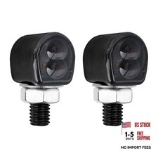 Motorcycle LED Mini Blinkers Small Turn Signals Black Shell Black Lens 2 Light