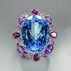 Gemstone 38 ct+ Natural Blue Topaz Ring 925 Sterling Silver Size 8 /R473641