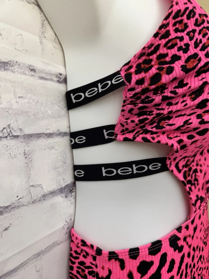 Sexy Traje de Baño Bebe XL Rosa Negro Leopardo Un Precio Recortados Ropa de Resort Logo Y2K Foto 2 de 4