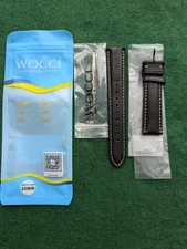 WOCCI Watch Strap 20mm  Watch Strap/ Watch Band Black Leather. New.