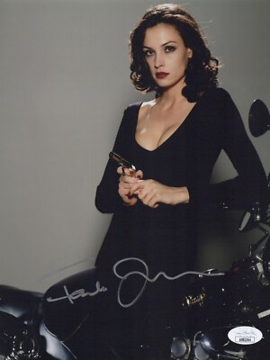 FAMKE JANSSEN Signed GOLDENEYE 007 8x10 Photo XENIA ONATOPP Autograph JSA  COA