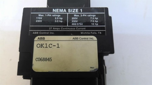 Contattore ABB OK1C-1 10 Hp 460 Volt 27 Ampere - Foto 2 di 7