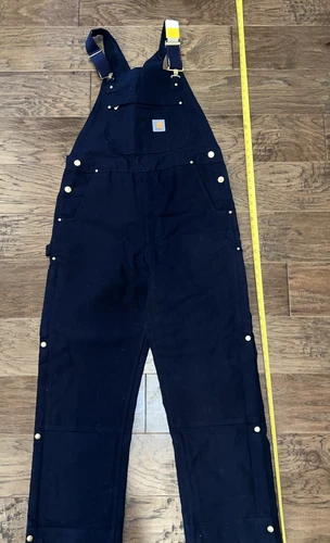 Carhart Insulated Bibs Overalls OR4393-M Loose Fit Blue Canvas Size Medium Reg 