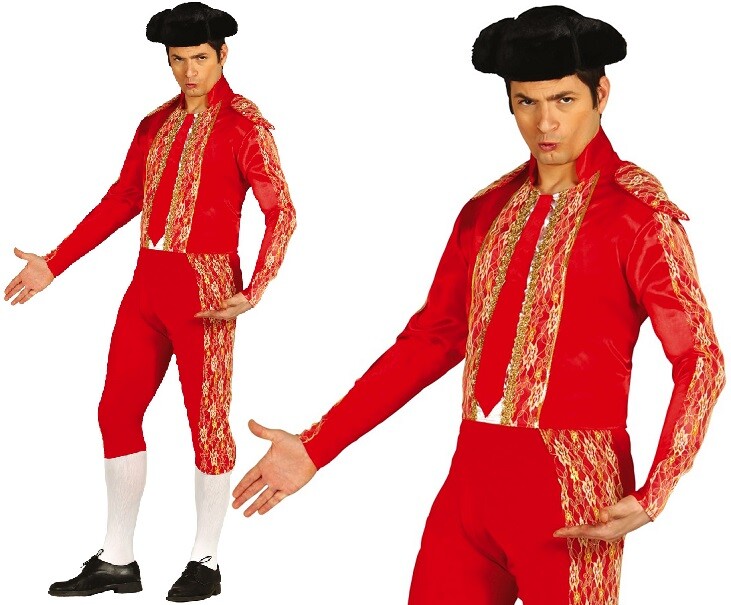 Para hombres Torero Elegante Vestido Disfraz Para hombres Español Matador Conjunto Rojo Nuevo fg