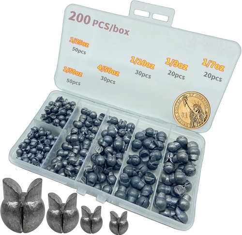 200 Removable Split Fishing Sinkers, Adjustable Opening Fishing Weight Clips