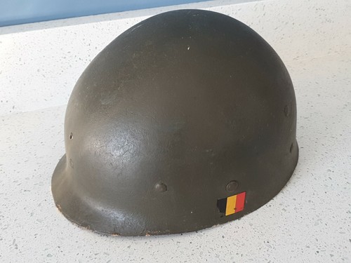 BELGIUM ARMY Military Worn Helmet Hat Belgium Flag Leather Liner Soldier - Picture 3 of 12