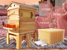 Waxed Auto Honey Bee Hives Beekeeping Boxes House + 7x Beekeep Frames + HAVE LEG