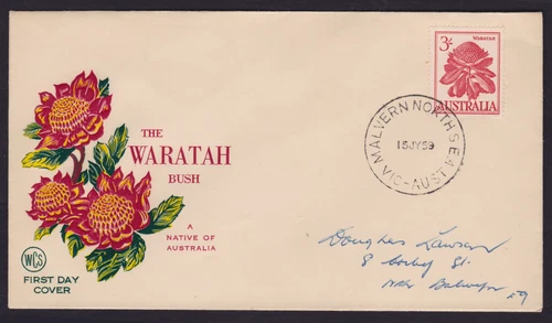 AUSTRALIA PRE DECIMAL 1959 3/- WARATAH FDC COVER MALVERN NTH (RC24)