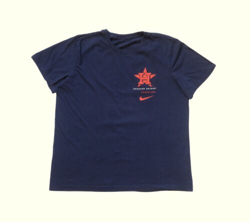 NIKE MLB HOUSTON ASTROS WORLD SERIES CHAMPIONS BASEBALL BLUE T SHIRT MENs SZ L - Picture 2 of 6