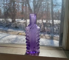 1860s BEAUTIFUL AMETHYST ORNATE RIBBED SIDES COLOGNE SCENT BOTTLE PRIVY DUG