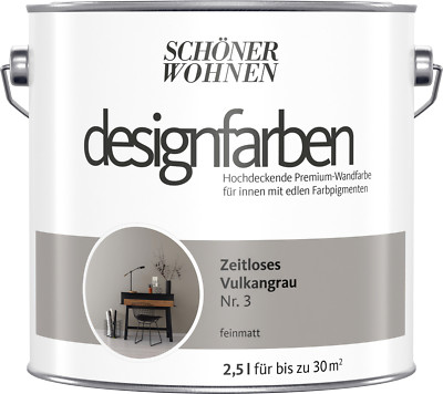 Wandfarbe Designfarbe Grau Zeitloses Vulkangrau Schöner Wohnen 2,5L