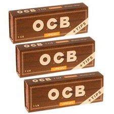 OCB Virgin Organic 1 1/4 Rolling Paper  Tips - 3 Packs - 50 Papers/Tips Each