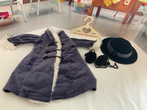 American Girl Doll Samantha’s Purple Velvet Hat Coat Mittens  Retired