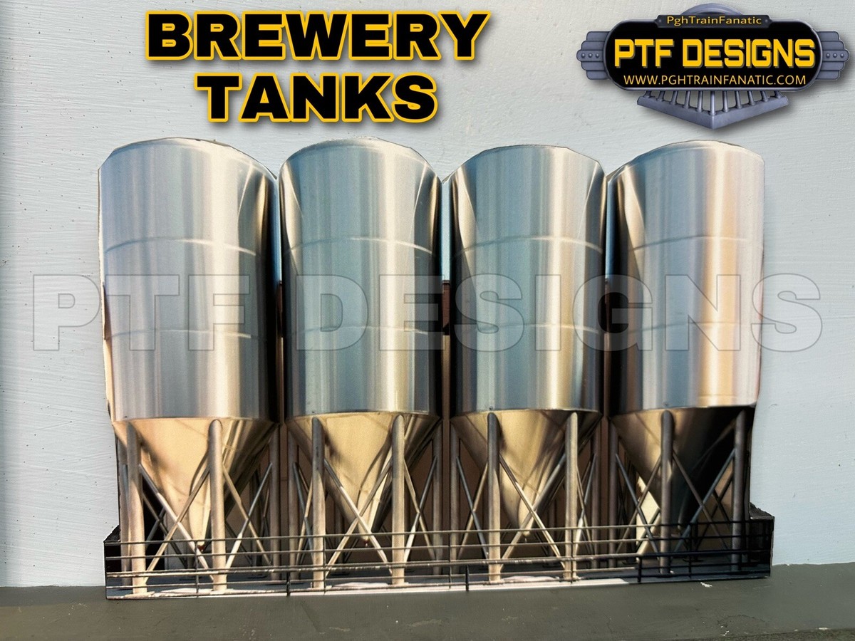 PTF DESIGNS O Scale Brewery Tanks Building Flat - 1:48 Model Railroad Lionel MTH