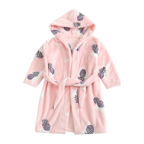 Toddlers Boys Girls Hooded Robe Fleece Bathrobe Pajamas Dressing Gown Sleepwear - Picture 38 of 42