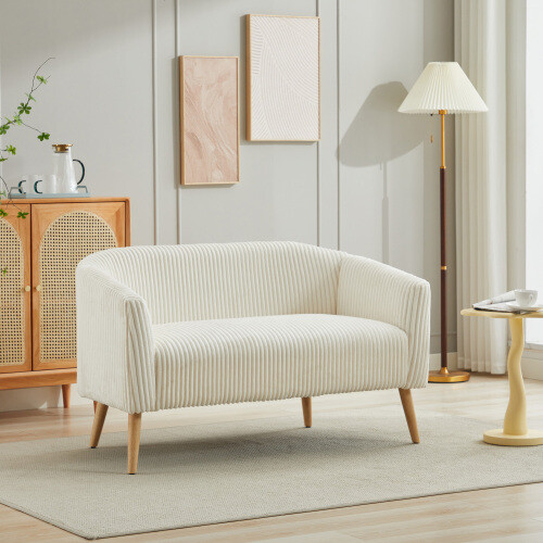 50.78" Modern Loveseat Couch Sofa, Corduroy Fabric Upholstered 2-Seat Sofa - Picture 12 of 18