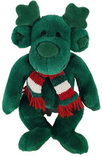 Commonwealth Green Moose Plush Vintage Christmas Holiday Scarf Stuffed Animal 12
