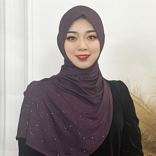 Muslim Women Glitter Turban Hijab Instant Hat Ready to Scarf Wrap Shawl Headwear - Picture 58 of 74