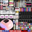 Full Acrylic Nail Art Kit Powder Liquid Polish Glitter 54W UV LED Manicure Set