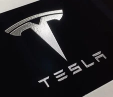 True Engraved Tesla Car Tag Diamond Etched Front Vanity Black License Plate