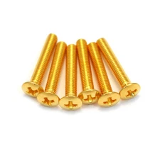 GS-3379-002 (6) Long Gold Guitar Tuner Machine Head Button Screws