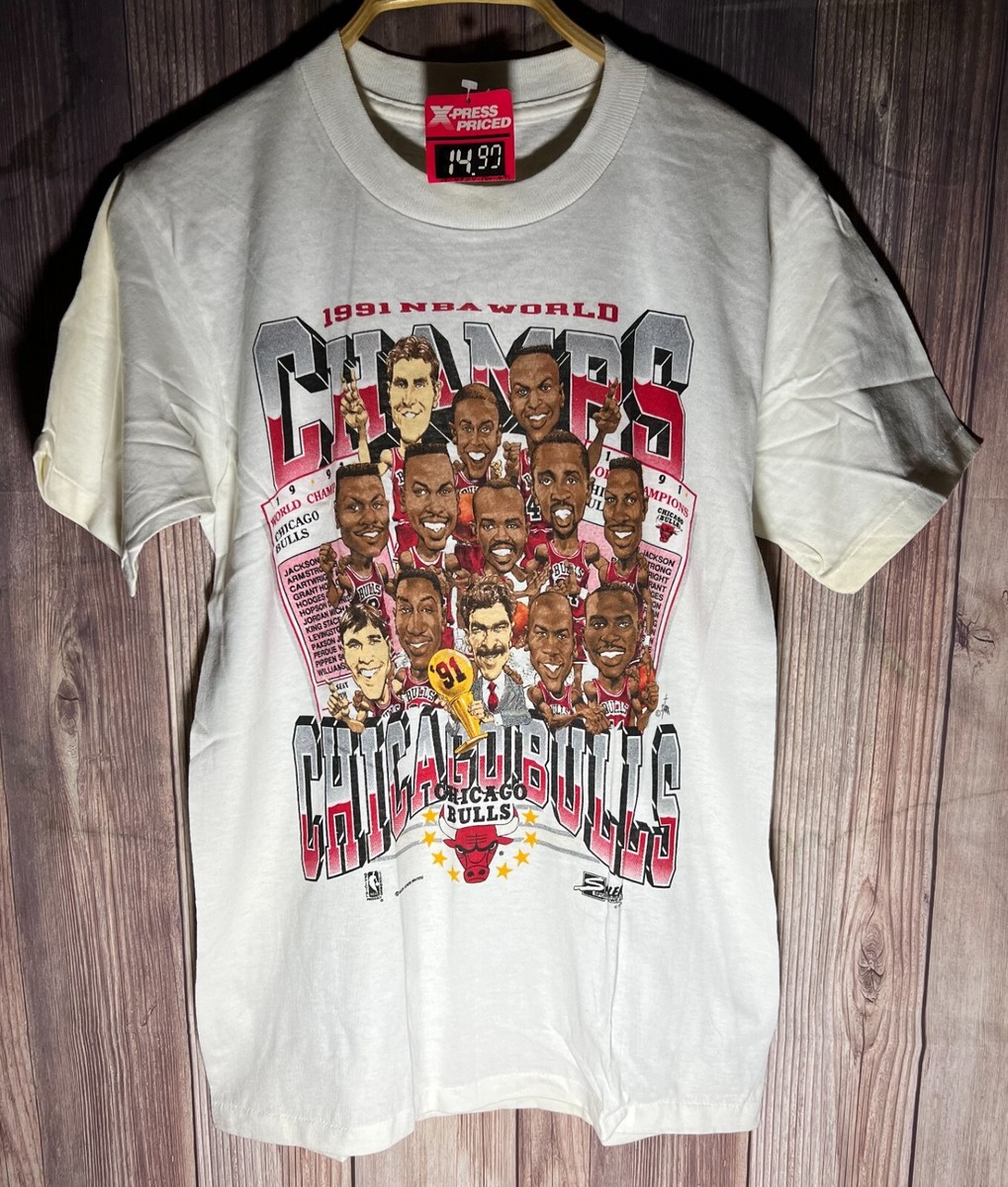 Chicago Bulls 1991 Michael Jordan Caricature Vintage T Shirt