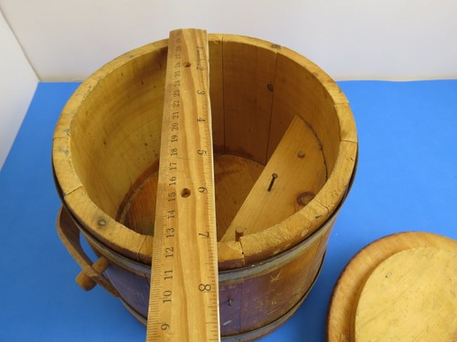 Vintage Wood Sugar Bucket Firkin with Handle and Lid Primitive - Picture 12 of 17