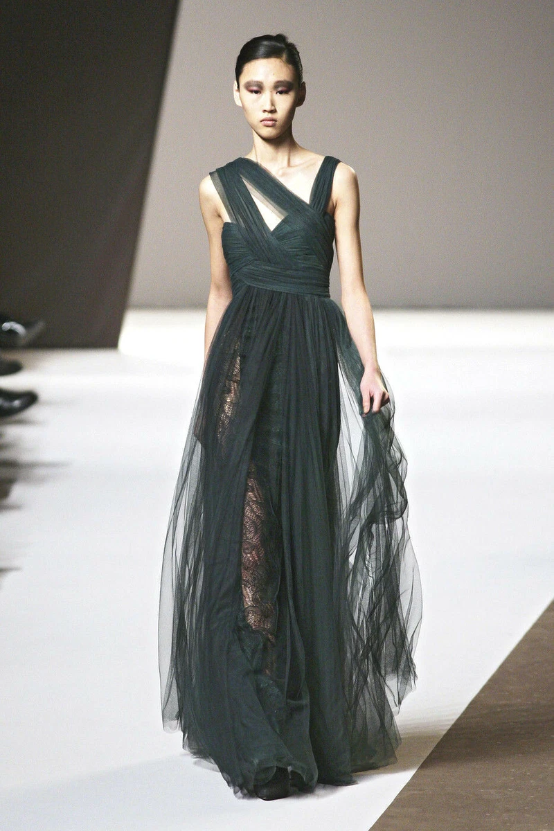 ELIE SAAB Deep Wine Tulle Lace Silk Dress Gown 8 eBay