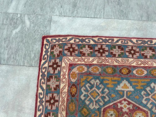 Vintage French Style Aubusson Rug Needlepoint Chain stitch Rug 3x5 ft Free Ship - Picture 7 of 8