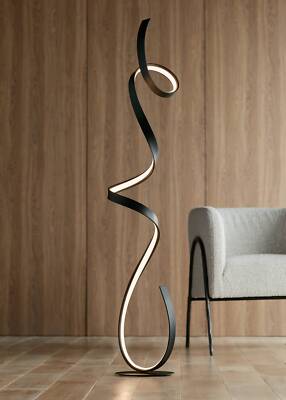 Possini Euro Avante 56 1/2'' Modern Ribbon LED Floor Lamp Black