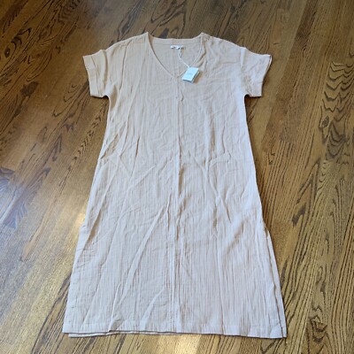 Faherty Dream Cotton Gauze Maggie Dress Nougat L/XL Coastal Beachy