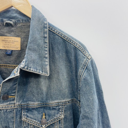 AEO American Eagle Outfitters Mens Size Large Cotton Denim Jean Jacket in Blue - Picture 2 of 6